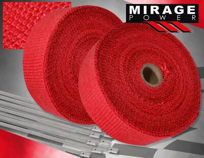 30 Feet Header Forced Induction Piping Heat Wrap Cover+Stainless Tie Red • $39.99