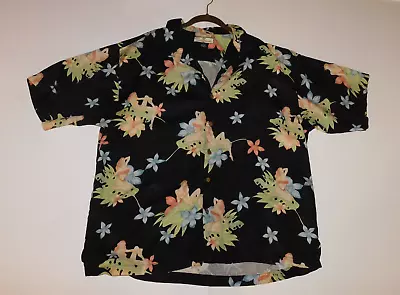 Tommy Bahama Size XL Silk Buttonfront Tropical Girl Flower Copyright Mens Shirt • $34.99