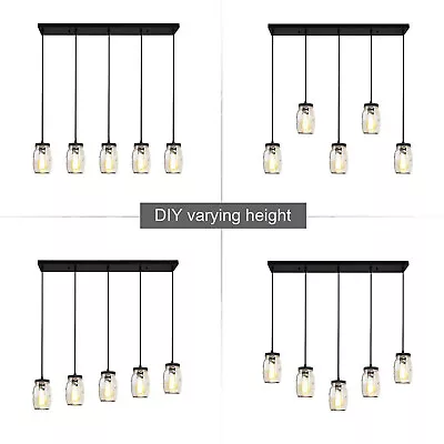 Farmhouse Chandelier Mason Jar Hanging Pendant Hanging Loft Light Ceiling Lamp • $68.40