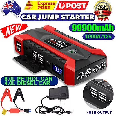 Portable Car Jump Starter 99900mAh Power Bank Pack Battery Charger Booster 12V • $55.99