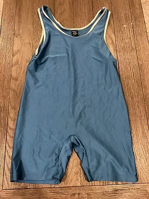 Mens Skinfit Spandex Jock Wrestling Singlet Blue Teal Medium • $80.50