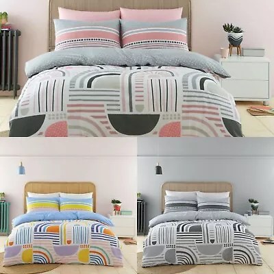 Happy Rainbow Duvet Quilt Cover & Pillow Case Bedding Set Blush Pink Mono Multi • £0.99