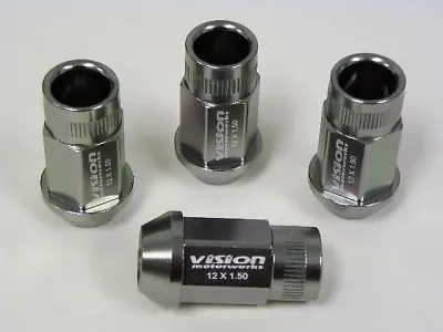 Vms Racing Forged Race Aluminum Lug Nuts 14x1.5 Gunmetal Silver 4pc Pack • $13.88