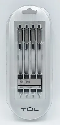 $7.99 • Buy TUL Retractable Gel Pens, Fine Point, 0.5mm, Silver Barrel, Black Ink, 4 Pens