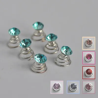 £3.95 • Buy 6 X 6 Mm Round Crystal Faceted Mini Hair Spirals/twists/jewels/gems. Party/prom