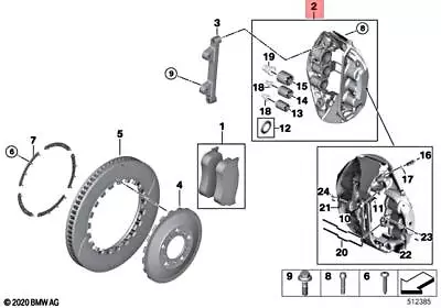 Genuine BMW MOS M2 CS Racing Coupe BRAKE CALIPER FRONT RH - 450 PS 34108428734 • $3334.34