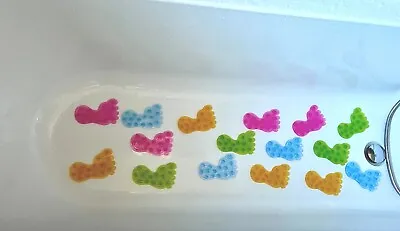 Non Slip Baby Bath Mat Child Safety Kids Shower Suction Stickers 4 BLUE FEET • £4.60