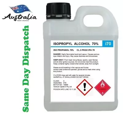 ISOPROPYL ALCOHOL 70% IPA - RUBBING ALCOHOL 1LT 2.5LT Or 5LT - FREE POST • $17.95