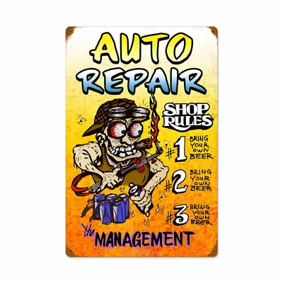 Vintage Style Metal Sign Auto Repair Shop Rules 16 X 24 • $57.95