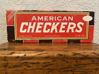 Vintage HALSAM American Checkers Set No 145H Made In USA Original Box Complete • $15.99