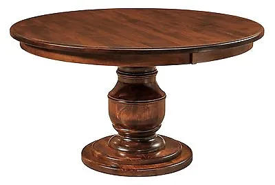 Amish Traditional Round Dining Table Solid Wood Pedestal  48  54  60  72   • $2199