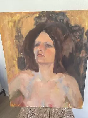 Original Vintage Abstract Portrait Painting Woman Canvas On Board 24” X 20” • $17.99