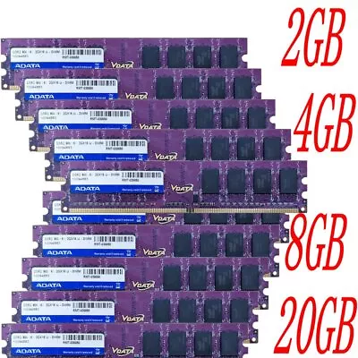£8.39 • Buy 20GB 16GB 8GB 4G 2G DDR2-800Mhz PC2-6400 16chips Desktop Memory For DATA Lot UK