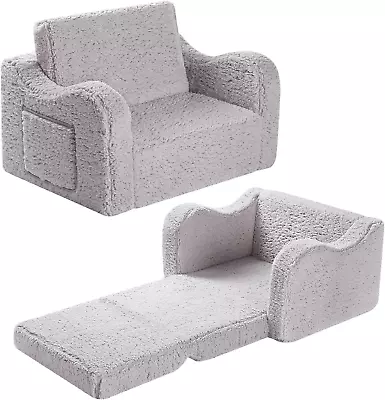 Kids Chairs For Toddler 2-In-1 Toddler Soft Sherpa Couch Fold Out Convertible  • $67.79