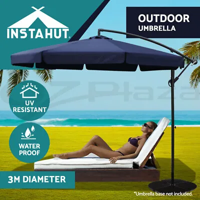 $120.95 • Buy Instahut Outdoor Umbrella 3m Umbrellas Cantilever Stand Sun Beach Garden Patio