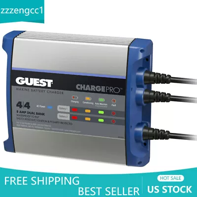 Boating Guest 2707A On-Board Battery Charger 8A / 12V; 2 Bank; 120V Input • $82.74