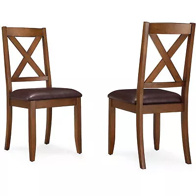 Wooden 2 PCS Dining Chair Accent Padded Seat Sturdy Living Room Kitchen Brown • $148.52