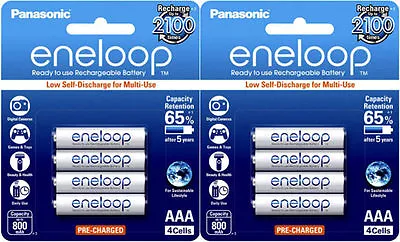 8 X Panasonic Eneloop AAA 800MAH LSD NIMH RECHARGEABLE BATTERIES 1.2V 800MAH  • $54.88