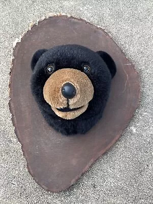 Stuffed Animal House Brand Black Bear Head Wall Mount Plush Kids Room 15” Decor • $49