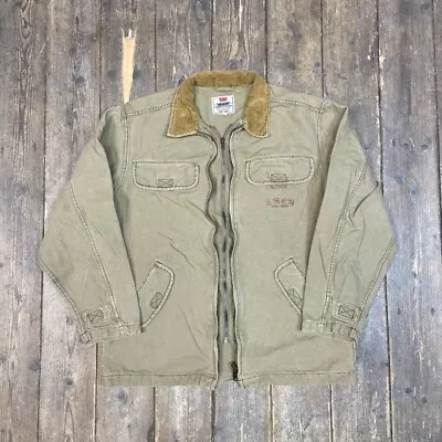 Levis Denim Jacket Vintage Y2K Bomber Trucker Coat Beige Mens XL • £45