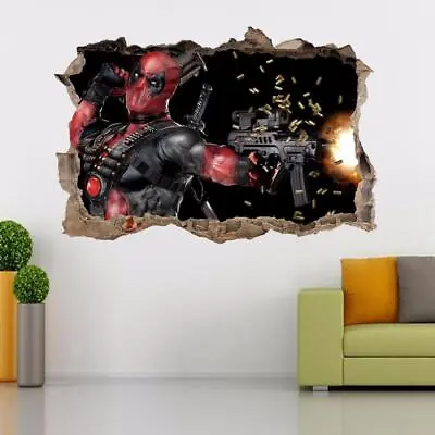 DEADPOOL Smashed Wall Decal Graphic Wall Sticker DIY Decor Art Marvel FS • £18.35