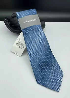 VAN HEUSEN Men's Neck Tie ~ BLUE ~ Herringbone/Subtle Stripe ~ NEW MSRP: $45. • $14.99