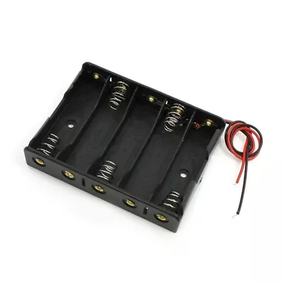 5 X 1.5V AA Battery Slot Holder Case Box Wire Black L6Z4Z4 • $8.99