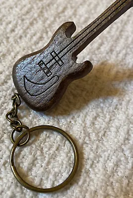 NWOT Wooden GUITAR KEYCHAIN Miniature Brown 3 L X 1 W Music Carved Wood NEW • $9.99