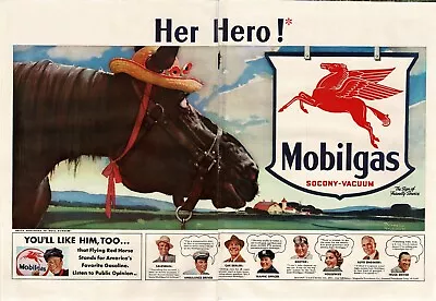 1941 Mobil Mobilgas Flying Red Horse Norman Rockwell Centerfold Vintage Print Ad • $17.50