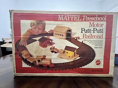 Vintage 1972 MATTEL PRESCHOOL MOTOR PUTT PUTT RAILROAD TRAIN PLAY SET W/ BOX • $0.99