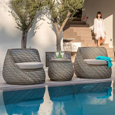 Outdoor Delux Furniture Lounge Wicker Chairs Table Bistro Patio Garden Cushioned • $159