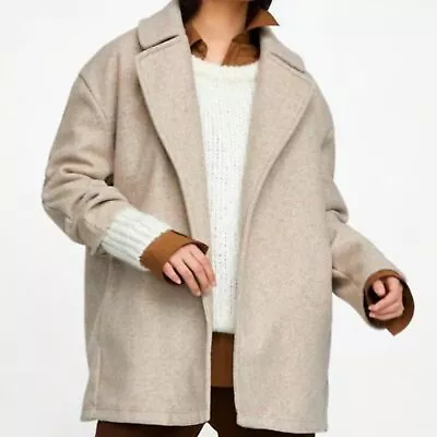 Zara Beige Open Lapel Coat (size M) • $24