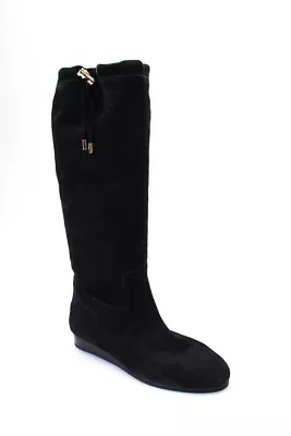 Michael Kors Womens Suede Knee High Low Wedge Boots Black Size 8.5 Medium • $60.99