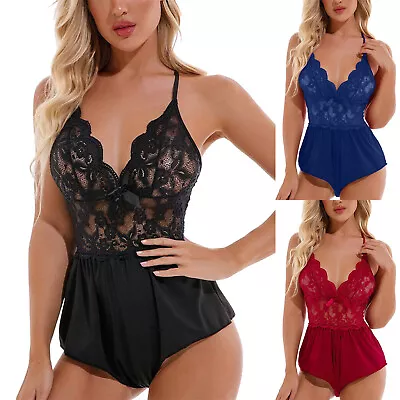 Sexy Lingerie For Valentines Day Women Lingerie Three Piece Set Floral Lace See • $17.94