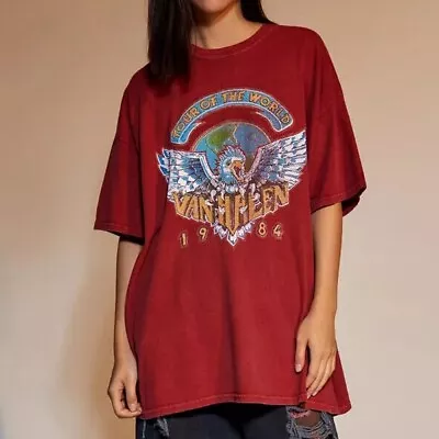 Van Halen Legendary “1984” Tour Washed-down T-Shirt Dress Oversized Band Tee • £26.01