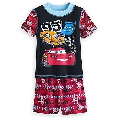 Disney Store Cars Lightning McQueen 2 PC Short Sleeve Pajama Set Boy Size 5 6 8 • $29.99