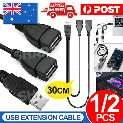 USB 2.0 Cable Splitter Male To 2 Dual Female Power Adapter Y Cord Data Connector • $4.65