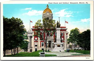 Mercer Pennsylvania PA Court House And Soldier's Monument Vintage Postcard • $8.05