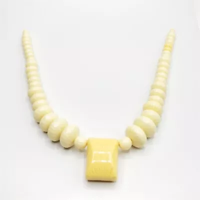 Vtg Lg Faux French Celluloid Pendant Necklace Big Chunky Bead Beads 17  Jewelry • $69.99