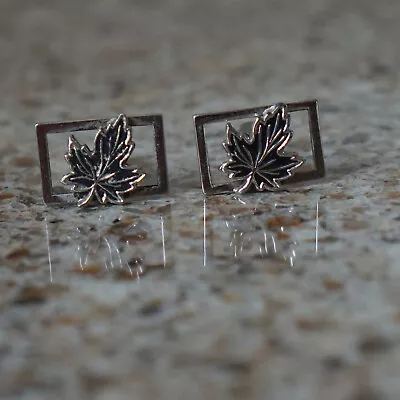 CuffLinks Vintage Cuff Links - Silver Tone Maple Leaf Leaves Floral By Shields • $8.05