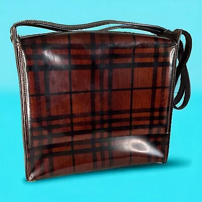 Vintage Burberry London Haymarket Check PVC Shoulder Bag Front Open Flap Beauty! • $149