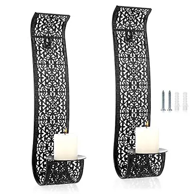 2PCs Metal Iron Wall Sconce Candle Holders Decorative Wall Mounted Stand Walls • £19.95
