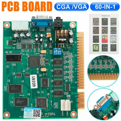 60 In 1 Multicade PCB Board CGA/VGA Output For Jamma Arcade Classic Video Game • $37.99