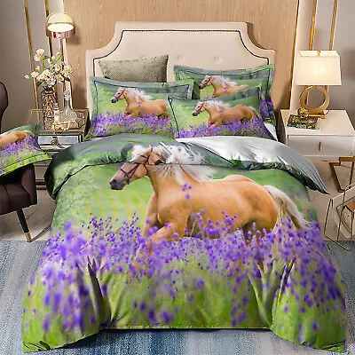 Horse Animals Duvet Quilt Cover Set Bedding Set Single Double King Pillow Cases • £21.99