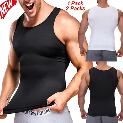 Mens Slimming Belly Tummy Control Compression Vest Shaper Tank Shirt Shapewear • £5.29