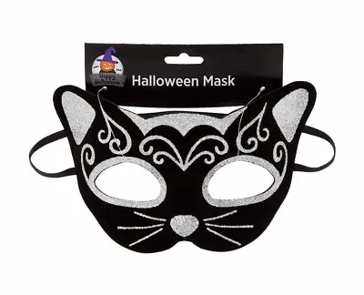 Masquerade Mask Venetian/Party/Mardi Gras/Halloween Costume Cat/Black/Silver NEW • $14.50