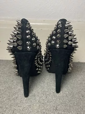 £11 • Buy Jeffrey Campbell Spiked Open Toe Heels Black Women’s UK Size 4 - Spiky Design