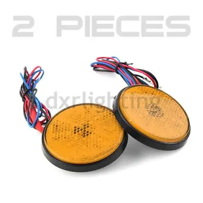 2PC Round LED Reflector Brake Turn Signal Tail Light Marker Red Amber Motorcycle • $9.78