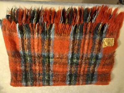 Vintage 100% Mohair Multicolor Plaid Blanket Wrap Throw Woven In Scotland 4’x6’ • $40