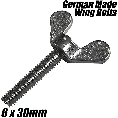 M6 X 30mm German Made Wing Nut Bolts Butterfly Screw Wingbolt Fasteners DIN 316 • £2.79